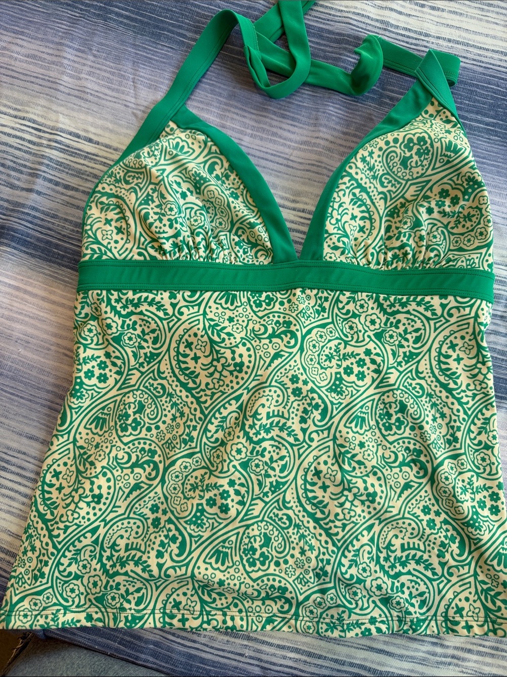 Boden Green Paisley Halter Tankini Top size 12